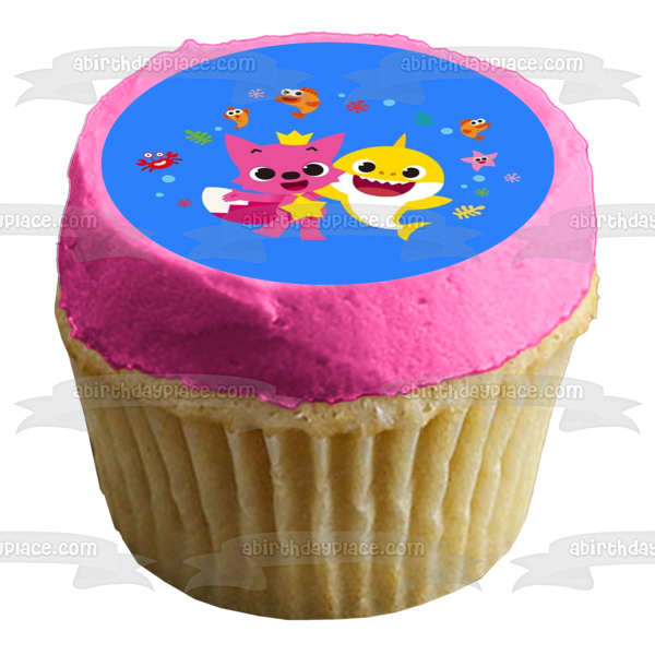 Bebé Tiburón Pinkfong Pez Cangrejo Estrella De Mar Fondo Del Océano Imagen Comestible Para Pastel ABPID50906 