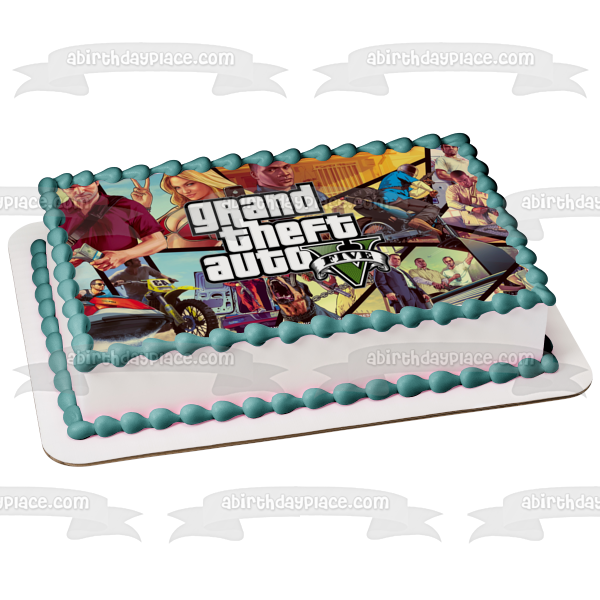 Imagen de decoración comestible para tarta de Grand Theft Auto 5 Franklin Trevor Michael ABPID50916 