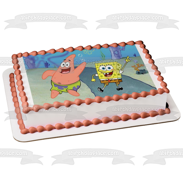 Adorno comestible para tarta con parte inferior del bikini de Bob Esponja y Patricio, imagen ABPID50950 