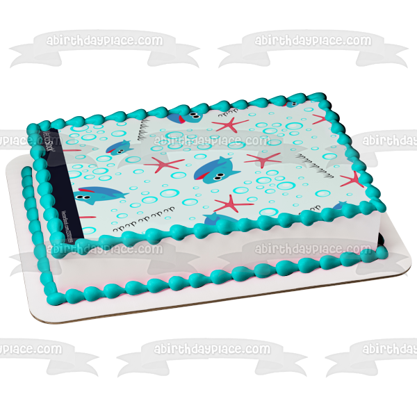 Adorno comestible para tarta con forma de estrella de mar y burbujas de tiburón bebé ABPID50964 