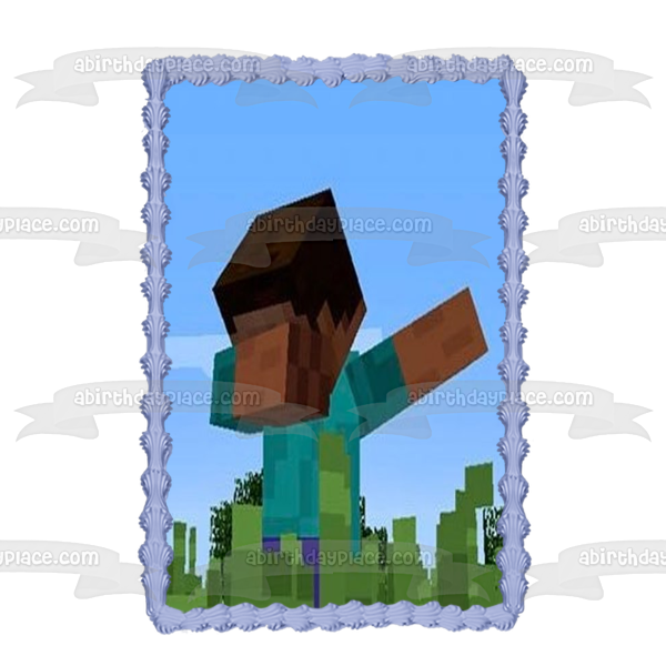 Imagen comestible para decoración de tarta de Minecraft Steve Dabbing ABPID51125 