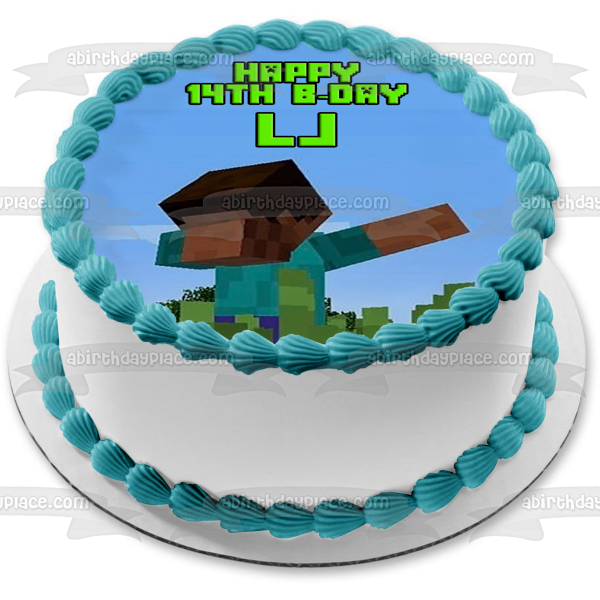 Imagen comestible para decoración de tarta de Minecraft Steve Dabbing ABPID51125 