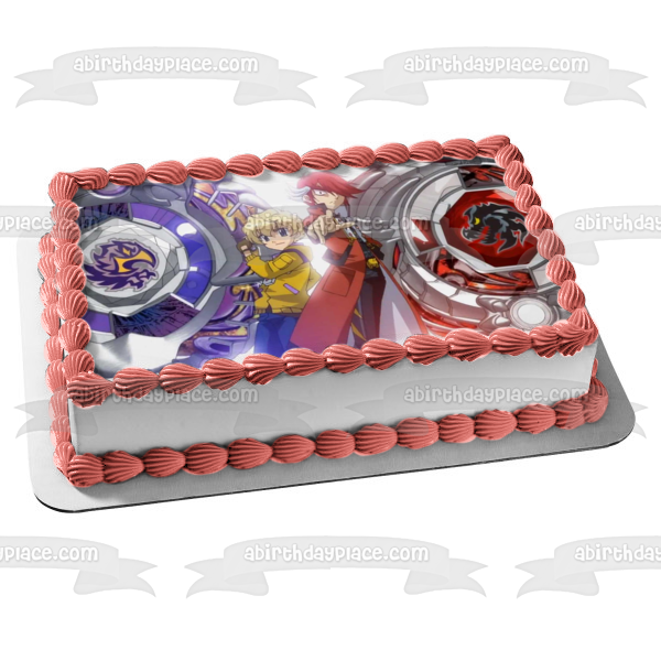 Beyblade Shogun Steel Dark Knight Dragoon Takanosuke Shishiya Sakyo Kurayami Frostic Dranzer Edible Cake Topper Image ABPID51132