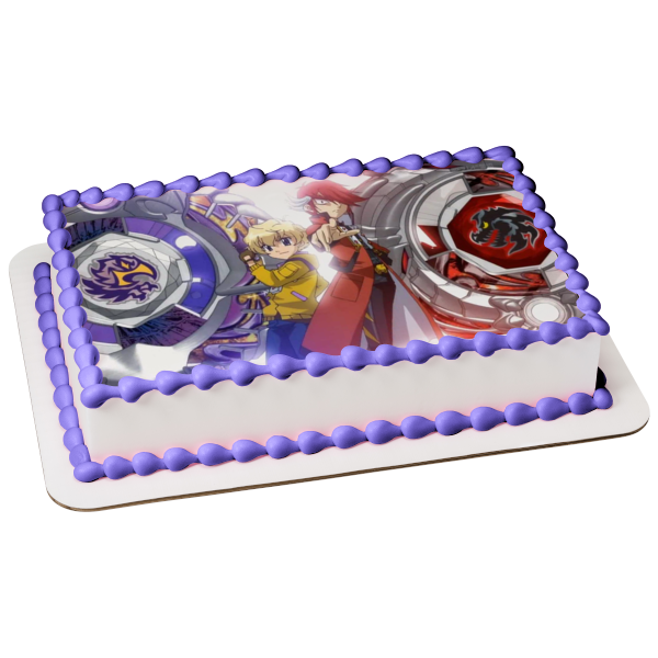 Beyblade Shogun Steel Dark Knight Dragoon Takanosuke Shishiya Sakyo Kurayami Frostic Dranzer Edible Cake Topper Image ABPID51132