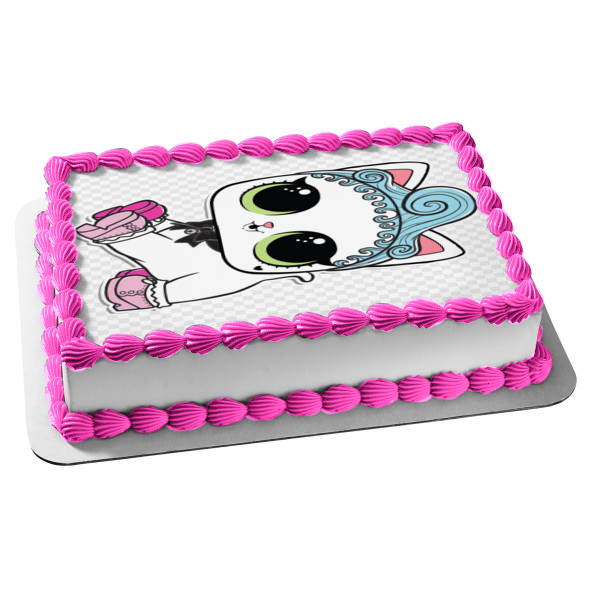 Adorno comestible para tarta con diseño de gatito real de LOL Surprise Pets, imagen ABPID50985 