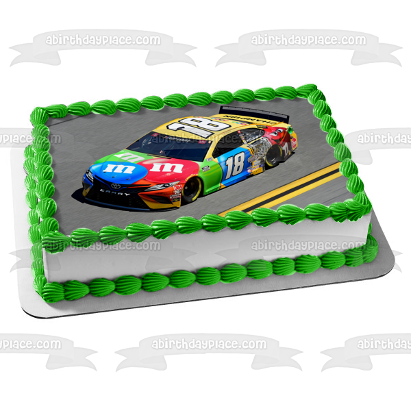 Nascar Daytona 500 Kyle Busch 18 Race Car Race Track Imagen comestible para tarta ABPID51158 