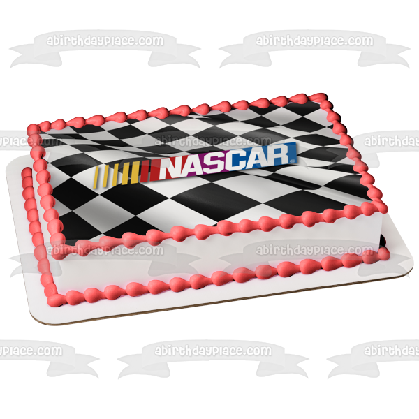 Imagen comestible para decoración de tarta con logotipo de Nascar, fondo a cuadros, ABPID51166 