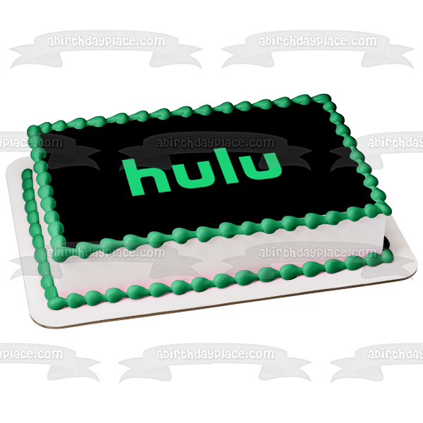 Imagen comestible para decoración de tarta con el logotipo de Hulu y fondo negro ABPID51306 