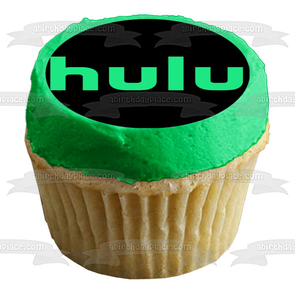 Imagen comestible para decoración de tarta con el logotipo de Hulu y fondo negro ABPID51306 