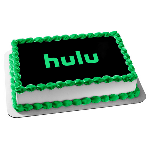 Imagen comestible para decoración de tarta con el logotipo de Hulu y fondo negro ABPID51306 