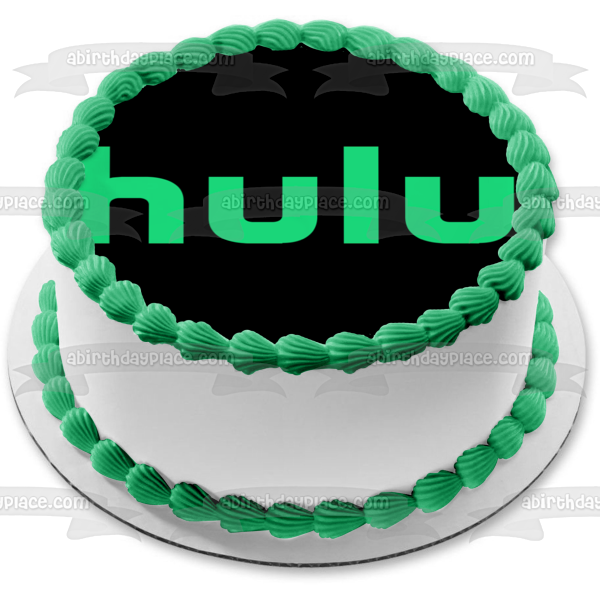 Imagen comestible para decoración de tarta con el logotipo de Hulu y fondo negro ABPID51306 