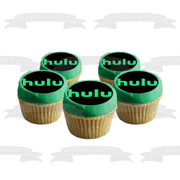 Imagen comestible para decoración de tarta con el logotipo de Hulu y fondo negro ABPID51306 