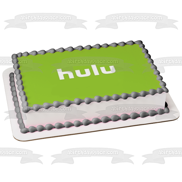 Imagen comestible para decoración de tarta con el logotipo de Hulu y fondo verde ABPID51307 