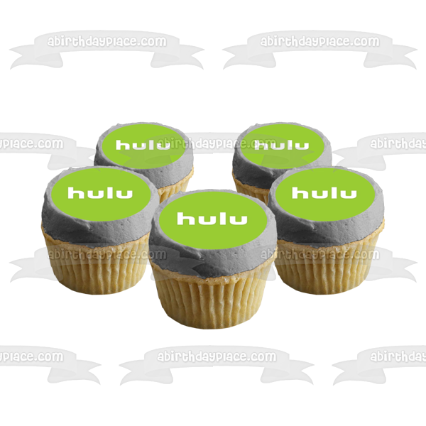 Imagen comestible para decoración de tarta con el logotipo de Hulu y fondo verde ABPID51307 