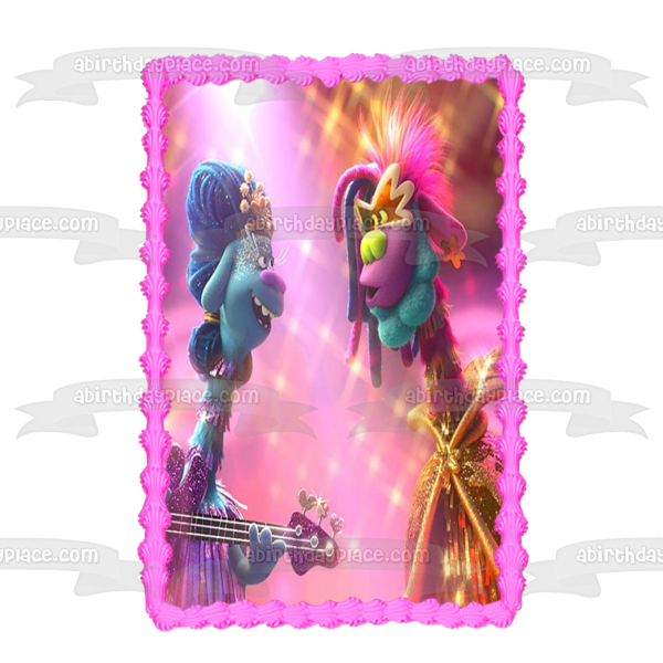 Trolls World Tour Queen Essence King Quincy Imagen comestible para decoración de tarta ABPID51326 