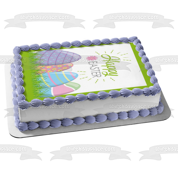 Feliz Pascua Huevos de Pascua Adorno comestible para pastel Imagen ABPID51206 