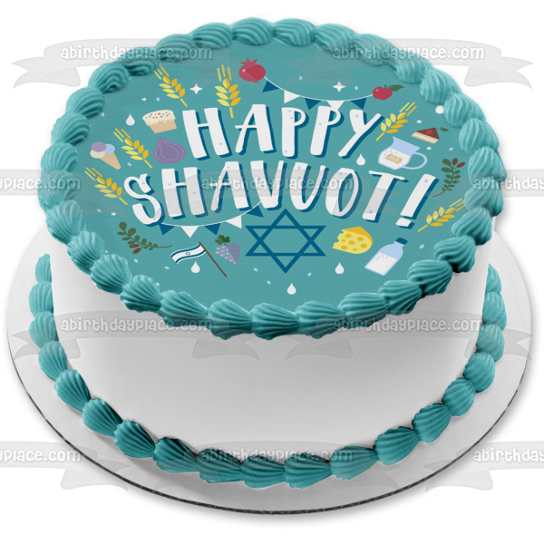 Feliz día festivo judío de Shavuot, estrella de David, decoración comestible para tarta, imagen ABPID51368 