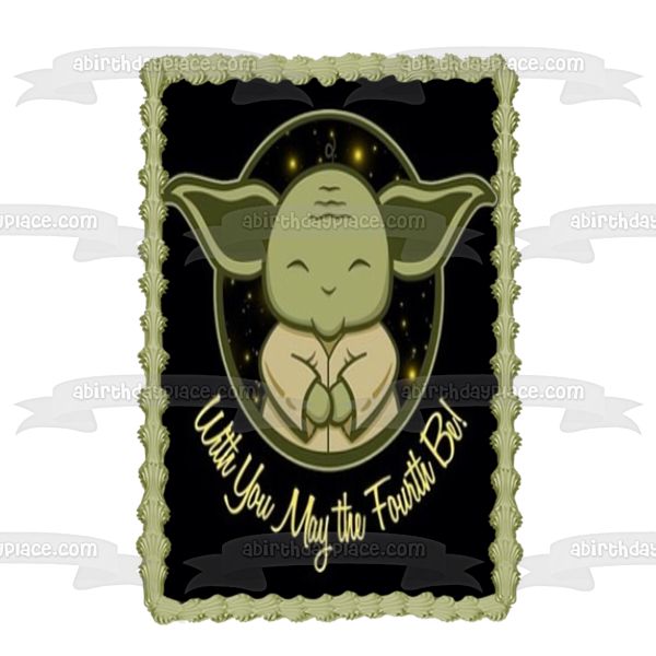 Star Wars Day Baby Yoda with You May the Fourth Be Edible Cake Topper Imagen ABPID51243 