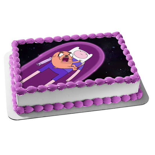 Decoración comestible para tarta de Hora de Aventura Final, Finn, Jake, espacio exterior, imagen ABPID51293 