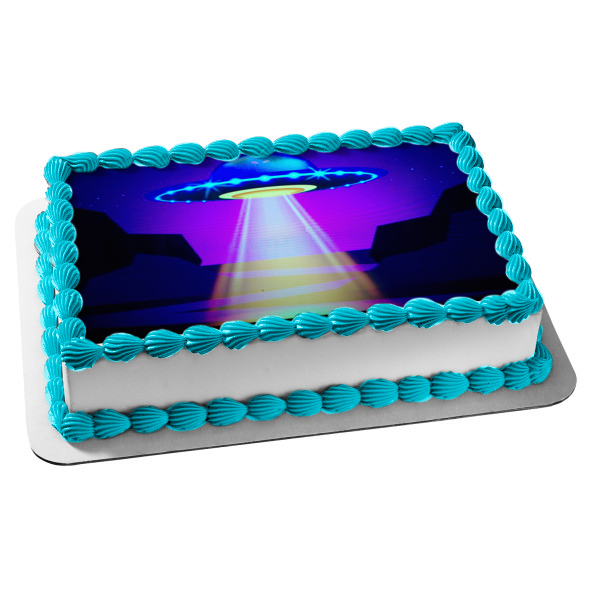 Spaceship Ufo Edible Cake Topper Image ABPID54113