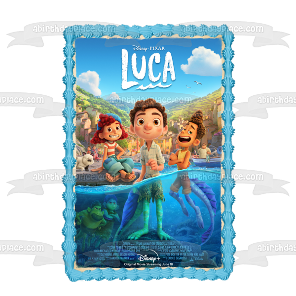 Luca Movie Poster Giulia Marcovaldo Alberto Scorfano Edible Cake Topper Image ABPID54120