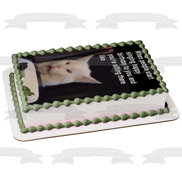 Meme Feliz Cumpleaños Gato Enojado Edible Cake Topper Imagen ABPID51471 