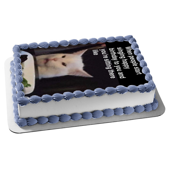 Meme Feliz Cumpleaños Gato Enojado Edible Cake Topper Imagen ABPID51471 