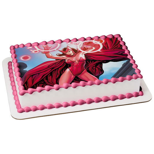 Scarlet Witch Fighting Edible Cake Topper Image ABPID51762