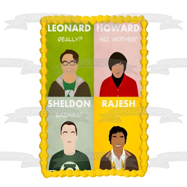 Meme the Big Bang Theory Dibujos animados Leanord Howard Sheldon Rajesh Imagen comestible para decoración de tarta ABPID51493 