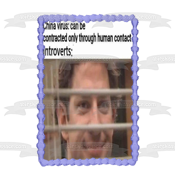 Coronavirus Meme the Office Jim Halpert Introvertidos Feliz Imagen comestible para decoración de tarta ABPID51502 