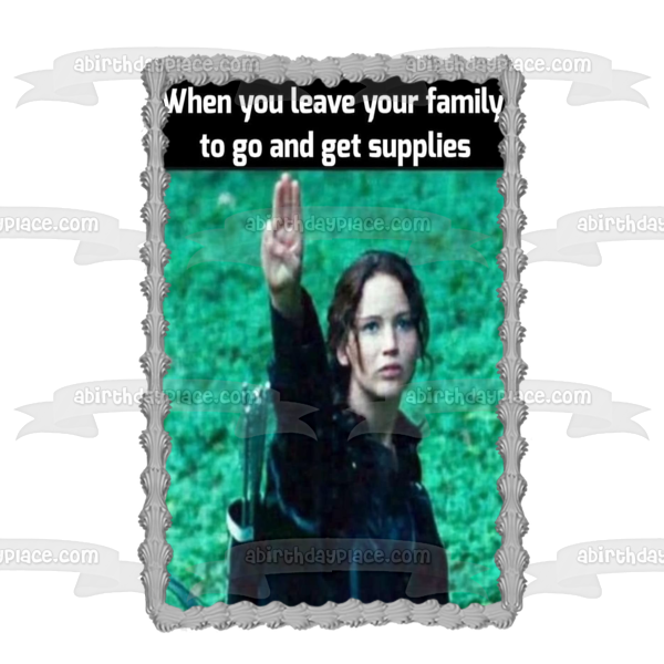 Imagen de decoración comestible para tarta de Katniss Everdeen de los juegos del hambre Meme de coronavirus ABPID51505 