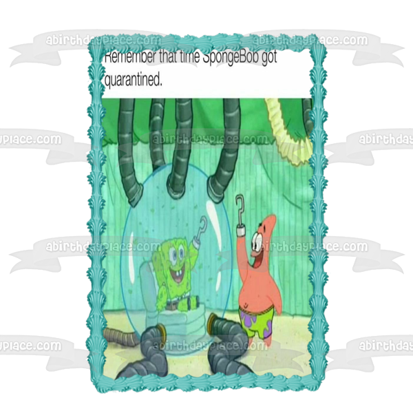 Imagen comestible para decoración de tarta de Bob Esponja, coronavirus, meme, Patrick, ABPID51858 