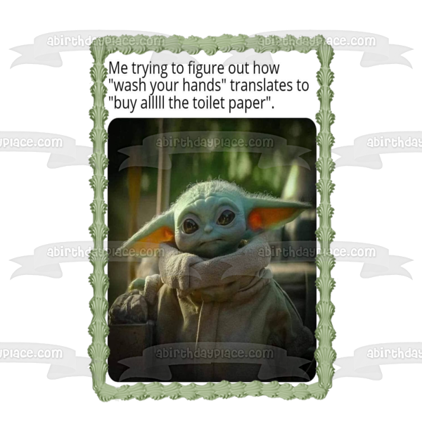 Star Wars Yoda Coronavirus Meme Lavado de manos Imagen comestible para decoración de tarta ABPID51864 