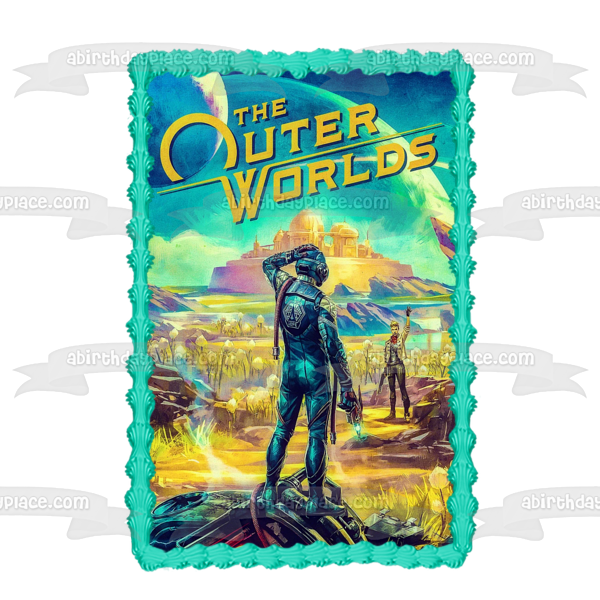 Imagen de decoración comestible para tarta de Ellie de la portada del videojuego The Outer Worlds ABPID51962 