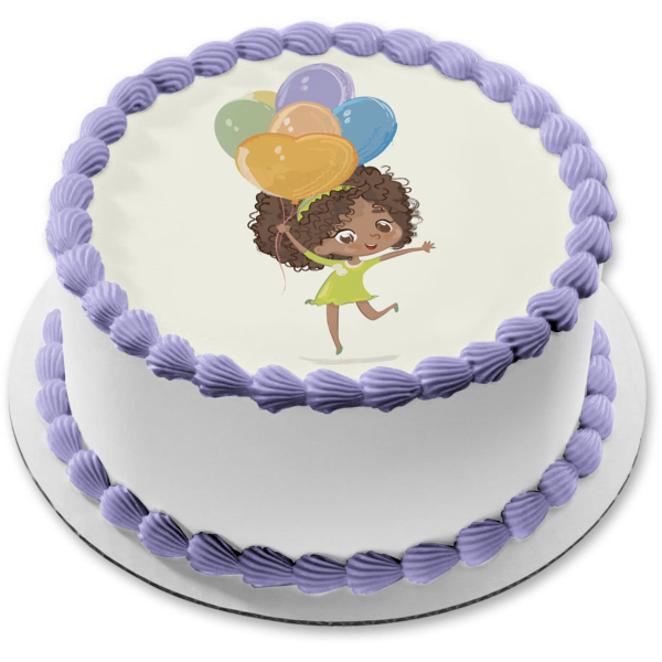 Celebre con globos pastel Party Girl Edible Cake Topper Imagen ABPID51979 