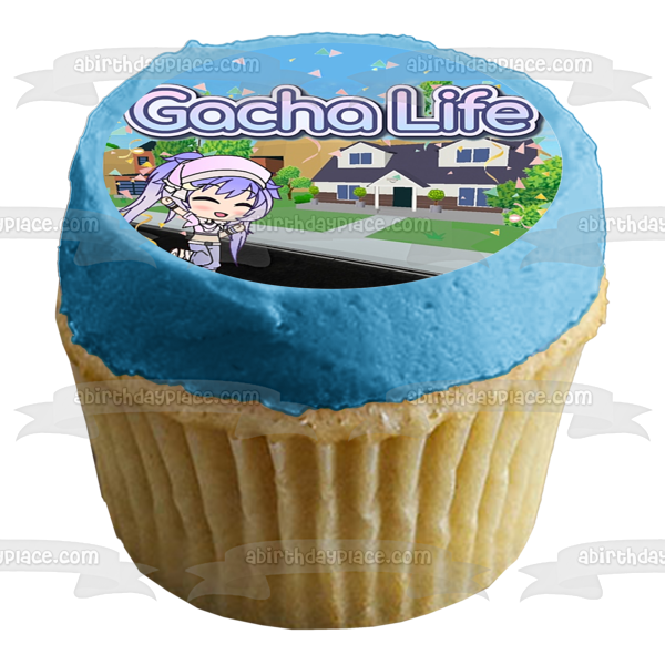 Imagen de adorno comestible para pastel de la aplicación Gacha Life Google Play Music Game ABPID51682 