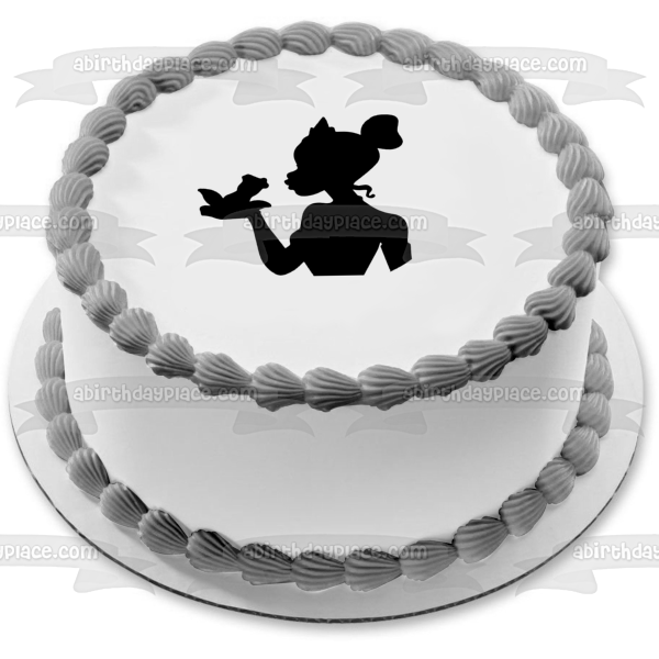 Adorno comestible para tarta con silueta de la princesa Tiana, la princesa y el sapo, imagen ABPID52234 