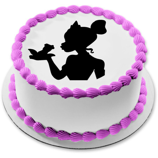 Adorno comestible para tarta con silueta de la princesa Tiana, la princesa y el sapo, imagen ABPID52234 