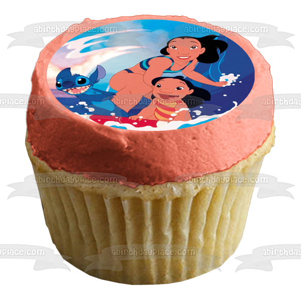 Adorno comestible para tarta de Disney Lilo y Stitch Nani surfeando Imagen ABPID52243 