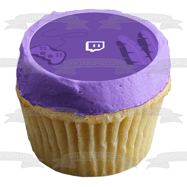 Imagen de decoración comestible para tarta con logotipo del servicio de transmisión de vídeo de Twitch ABPID52247 