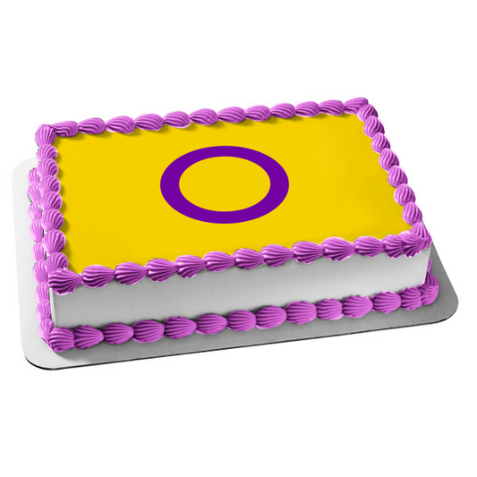 Bandera del Orgullo Intersexual Lgbtqia+ Lesbiana Gay Bisexual Transgénero Intersex Asexual Comestible Cake Topper Imagen ABPID52287 