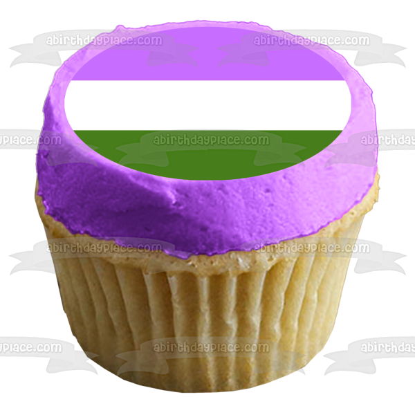 Bandera del Orgullo Genderqueer Lgbtqia+ Lesbiana Gay Bisexual Transgénero Queer Intersex Asexual Genderqueer Edible Cake Topper Imagen ABPID52288 