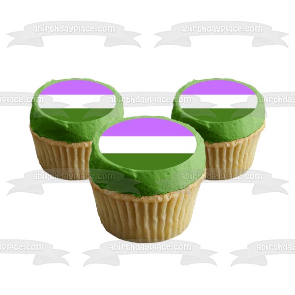 Bandera del Orgullo Genderqueer Lgbtqia+ Lesbiana Gay Bisexual Transgénero Queer Intersex Asexual Genderqueer Edible Cake Topper Imagen ABPID52288 