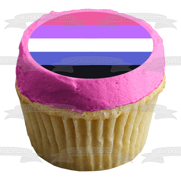 Bandera del Orgullo Genderfluid Lgbqia+ Lesbiana Gay Bisexual Transgénero Queer Intersex Asexual Genderfluid Edible Cake Topper Imagen ABPID52289 