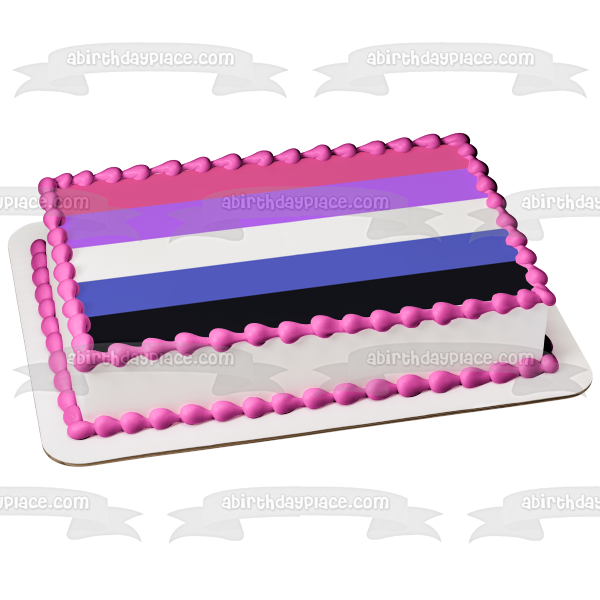 Bandera del Orgullo Genderfluid Lgbqia+ Lesbiana Gay Bisexual Transgénero Queer Intersex Asexual Genderfluid Edible Cake Topper Imagen ABPID52289 