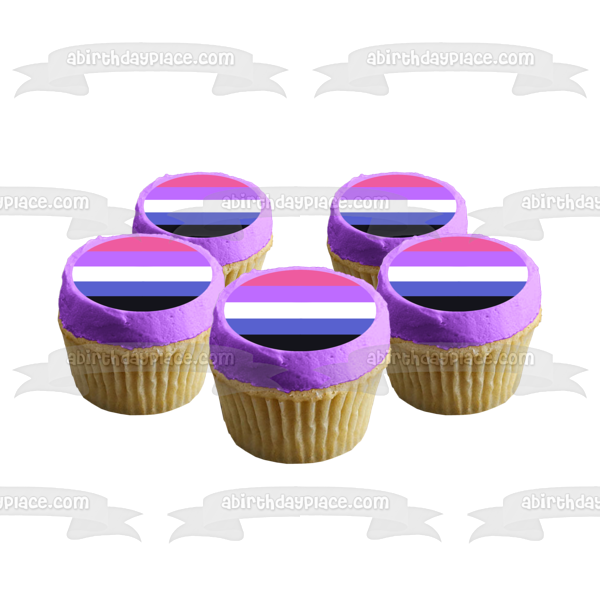 Bandera del Orgullo Genderfluid Lgbqia+ Lesbiana Gay Bisexual Transgénero Queer Intersex Asexual Genderfluid Edible Cake Topper Imagen ABPID52289 