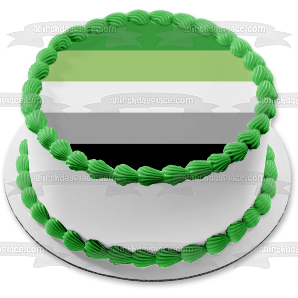 Bandera del Orgullo Aromático Lgbtqia+ Lesbiana Gay Bisexual Transgénero Queer Intersex Asexual Aromantic Edible Cake Topper Imagen ABPID52293 