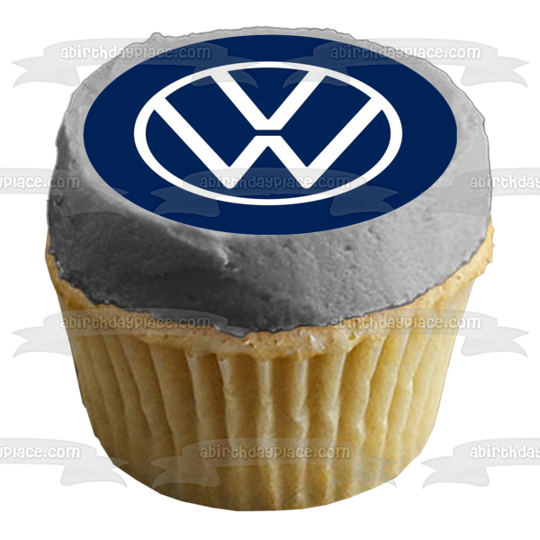 Volkswagen Logo VW Car Company White Blue Edible Cake Topper Image ABPID52194