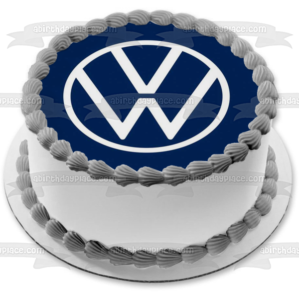 Volkswagen Logo VW Car Company White Blue Edible Cake Topper Image ABPID52194