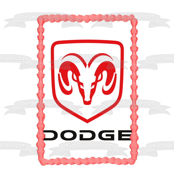 Dodge Car Company Logotipo del vehículo Red Black Sheep Ram's Head Edible Cake Topper Imagen ABPID52196 